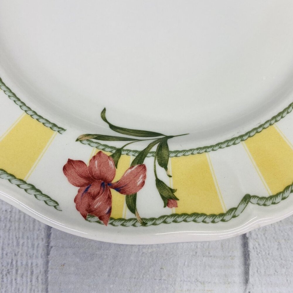 Noritake Homecraft SUMMER ESTATE Yellow Stripe Floral 8.5" Salad Plate Set of 3 - Picture 11 of 15